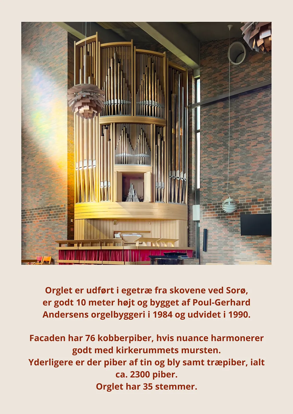 Beskrivelse af kirkens orgel.